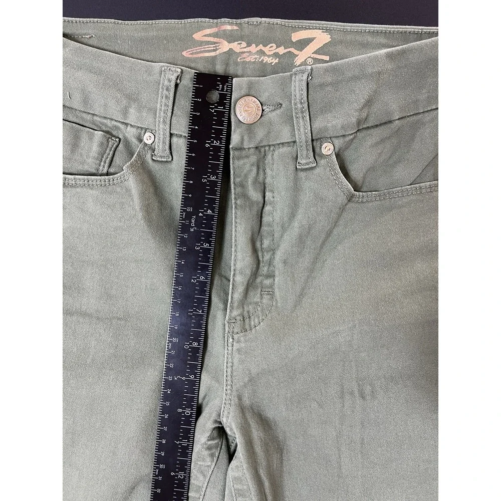 Seven 7 Jeans Tummy Less Highrise Skinny Women's 10 Green Luxury Designer Boho